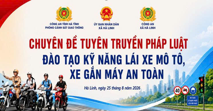 Xã Hà Linh phối hợp với Phòng Cảnh sát giao thông tỉnh Hà Tĩnh tổ chức chuyên đề tuyên truyền Pháp luật, đào tạo kỹ năng lái xe mô tô, xe gắn máy an toàn