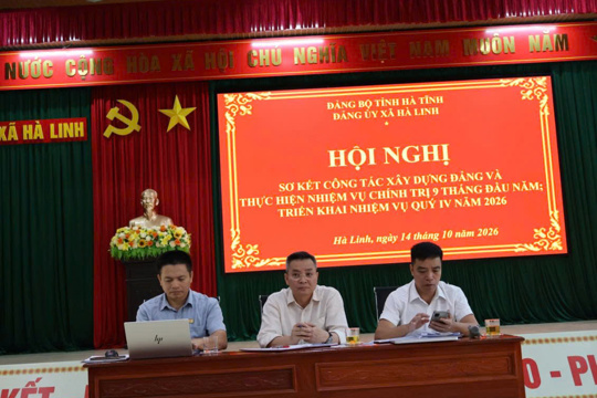 Đảng ủy xã Hà Linh: Tổ chức sơ kết công tác xây dựng Đảng, thực hiện nhiệm vụ chính trị 9 tháng đầu năm 2026